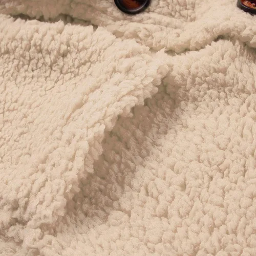 Vista 5 de BAXLIMEK Cárdigan de sherpa mullido para mujer, otoño e invierno, moderno, liso, con botones, abrigos de piel mullida, chaquetas suaves de manga