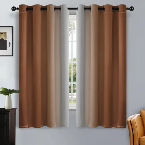 Vista 58 de SimpleHome Cortinas degradadas degradadas para oscurecer la habitación de 36 pulgadas de largo para dormitorio, con ojales y bloqueo de luz Negro