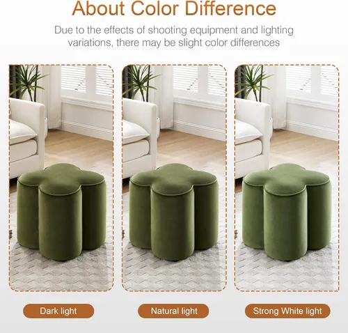Vista 7 de Zesthouse – Otomana con forma de flor, reposapiés de terciopelo para sofá, taburete moderno para sala de estar, bonito taburete cuadrado