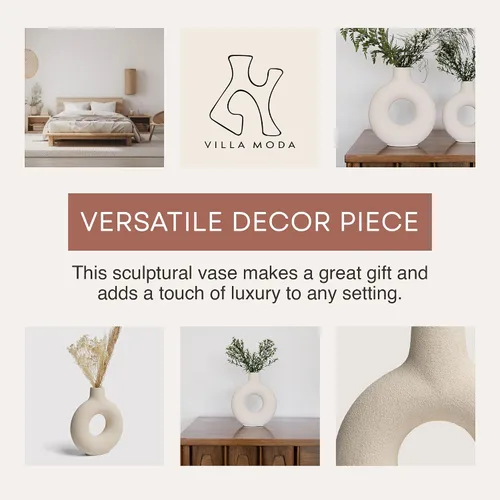 Vista 2 de Oona - Jarrón decorativo moderno para anillos, grande, color blanco
