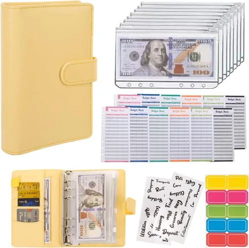 Vista 12 de NICOOTH Carpeta de Presupuesto con Sobres de Efectivo A6 Carpeta para Ahorrar Dinero con Sobres con Cremallera (A6 Verde)