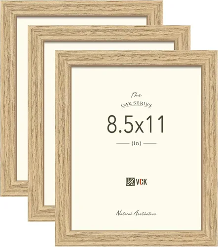 Vista 22 de VCK Juego de 3 portarretratos de 8 x 10 pulgadas, roble negro, textura natural, exclusivo marco de madera, exhibición de mesa o colgar en la pared