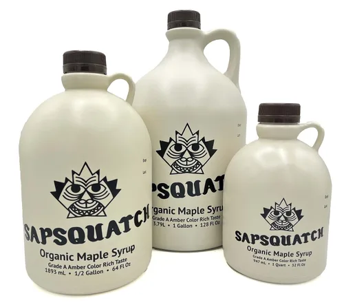 Vista 4 de Sapsquatch Jarabe de arce orgánico, medio galón, rico en ámbar de grado A