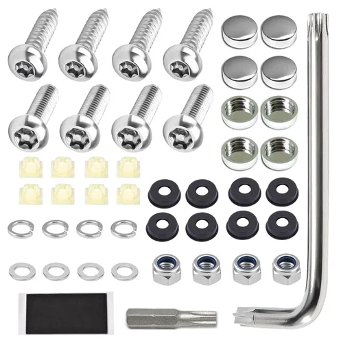 Vista 8 de Kit de tornillos antirrobo negros para matrícula, tornillos a prueba de manipulaciones para placa de matrícula, pernos de acero inoxidable 304