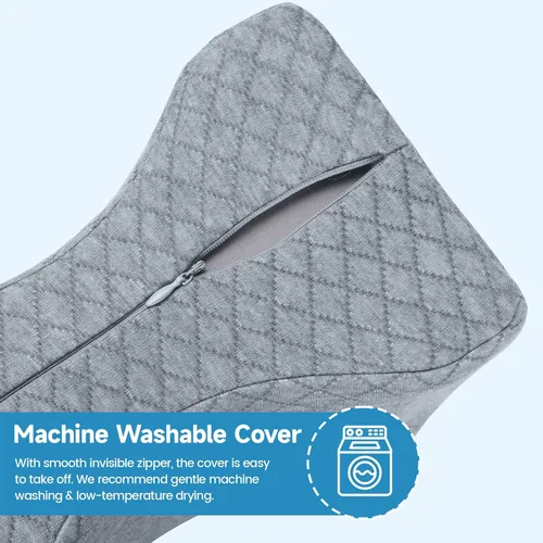 Vista 7 de TranquilRelax Almohada de rodilla para dormir de lado, almohada de espuma viscoelástica, color gris Smooth Pillow for Spine Aligning, Comfortable