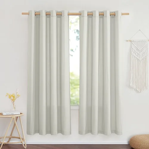 Vista 223 de NICETOWN - Cortinas de lino angora para ventana de cocina sobre el fregadero, con ojales, lino grueso angora, tratamientos cortos para ventanas