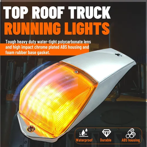 Vista 9 de ECOTRIC 5 luces LED ámbar para correr de 31 luces LED para camiones Peterbilt/Kenworth/Freightliner/Volvo/Western Star/Mack/International/Paccar