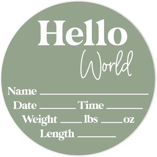 Vista 17 de Letrero de recién nacido "Hello World" - Placa de anuncio de nacimiento con nombre de bebé para hospital - Accesorio para fotos - Decoración