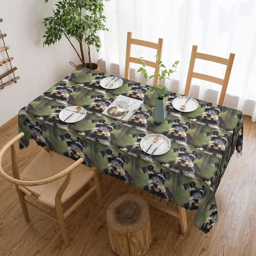 Vista 18 de Mantel rectangular de encaje de poliéster con diseño patriótico de camión del 4 de julio, 54 x 72 pulgadas, resistente a las arrugas, lavable