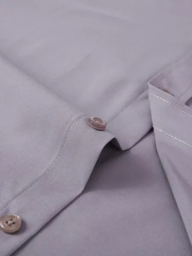 Vista 48 de corfty Camisa de vestir de manga larga para hombre, ajuste regular, elástica, sin arrugas, casual, con botones