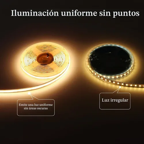 Vista 3 de JOYLIT 12V COB LED Tira de luces 6M 2700K IP65 impermeable CRI 90 sin punto