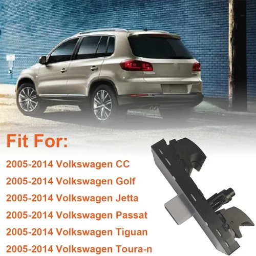 Vista 2 de Interruptor de control de elevalunas eléctrico para 2005-2014 VW Volkswagen CC Golf Jetta Passat Tiguan Toura-n, reemplaza OEM 1K4959857B 5ND959857