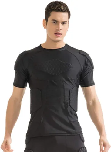 Vista 9 de TOUYR - Camiseta de compresión acolchada y pantalones para hombre, chaleco de entrenamiento sin mangas, camiseta y pantalón corto, costillas