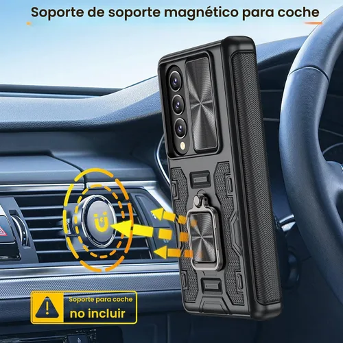 Vista 8 de VEGO Funda para Galaxy Z Fold 4 con Cubierta de Cámara Deslizante y Protección de Bisagra Funda con Protector de Pantalla Soporte Magnético de 360°
