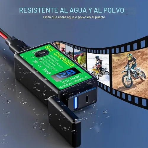 Vista 4 de YONHAN Cargador de teléfono USB para motocicleta de 4.8 A, adaptador SAE a USB con voltímetro e interruptor de encendido/apagado, carga rápida
