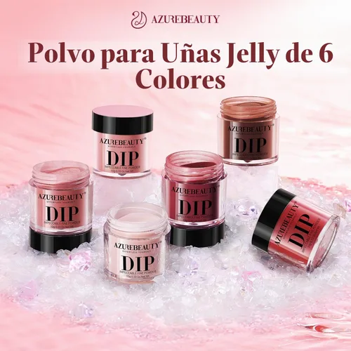 Vista 8 de AZUREBEAUTY Juego de Polvo de Inmersión de 6 Piezas Rubor Gelatina Degradado, Polvo de Inmersión Natural Arte de Uñas Francés Kit de Inicio