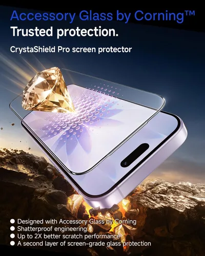Vista 2 de SMARTDEVIL Corning™ - Protector de pantalla para iPhone 17, vidrio templado transparente HD 9H+, reforzado máximo a prueba de roturas, instalación