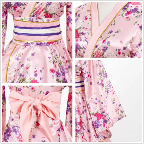Vista 3 de Elibelle Juego de calcetines de seda plegables de seda para mujer, estilo kimono de anime japonés