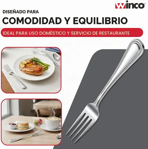Vista 6 de Winco Juego de tenedores de cena de 12 piezas, acero inoxidable 18-0, plata