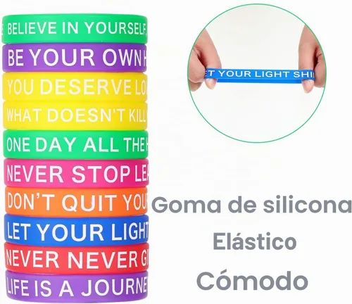 Vista 3 de Sumind 60 pulseras motivacionales para recompensas en el aula Colores brillantes