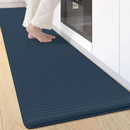 Vista 10 de Tapetes de cocina acolchados antifatiga, impermeable, acolchado de espuma viscoelástica para estar de pie, 17 x 59 pulgadas, color azul
