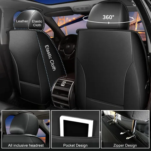 Vista 2 de Funda de asiento delantero compatible con Hyundai Tucson 2010-2024 2025, fundas de asiento de automóvil de cuero de lujo compatible con bolsa