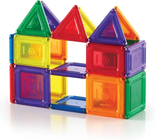 Vista 6 de Guidecraft PowerClix - Juego de bloques de construcción magnéticos sólidos, 44 piezas de azulejos magnéticos, juguete educativo de construcción
