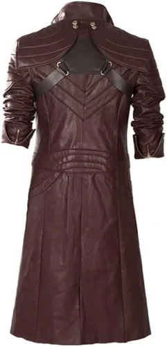 Vista 4 de LP-FACON DMC Dant-e - Disfraz de cosplay para hombre, chaqueta de cuero granate