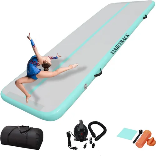 Vista 10 de DAIRTRACK Colchoneta inflable de gimnasia de 10/13/16/20 pies para uso doméstico/gimnasio/entrenamiento/animadora/yoga/agua