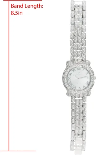Vista 40 de Charles Raymond Bling-ed Out Ultimate Hip Hop Royalty Reloj para hombre con número romano de fácil lectura o indicadores de tiempo de diamantes