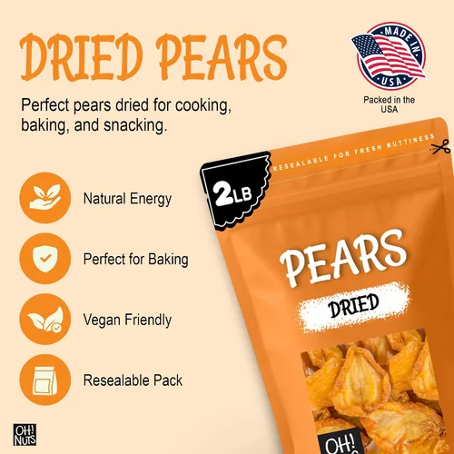 Vista 5 de Oh! Nuts Dry Pears California – Peras en rodajas – 2 libras – Peras deshidratadas – Peras secas sin azúcar añadido – Empaquetado en bolsa con cierre