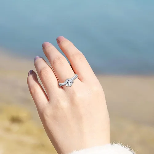 Vista 4 de JO WISDOM Anillo de compromiso de plata de ley 925 para mujer, con circonita cúbica 5A de 0.276 in, joyería para mujer