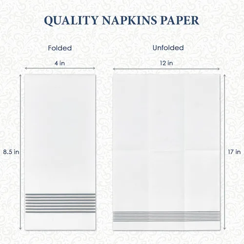 Vista 2 de LITOPAK Paquete de 100 toallas de invitados desechables, suaves y absorbentes, toallas de papel para invitados, para baños, fiestas, bodas o Plateado