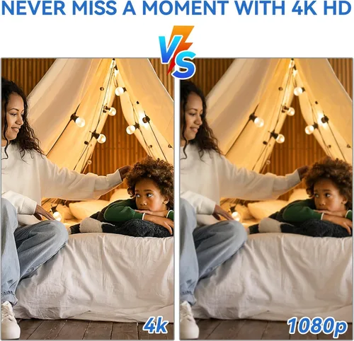 Vista 5 de MCJ Mini cámara WiFi 4K – Cámara de seguridad interior con alimentación en vivo de video, detección de movimiento, visión nocturna, no incluye