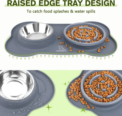 Vista 4 de Pecute Comedero Lento para Perros para Ralentizar la Alimentación, Tazón para Perros con Alimentador Lento sin Derrame con Alfombrilla de Silicona