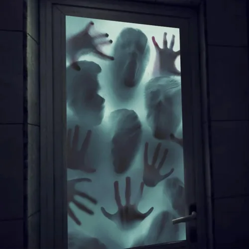 Vista 4 de Calcomanías de ventana de terror de Halloween, removibles y espeluznantes fantasmas, diseño de silueta de fantasma, arte para fiesta de Halloween