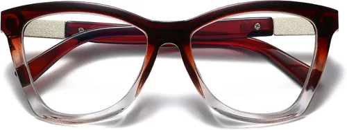 Vista 8 de Bevi Gafas de lectura antifatiga ocular, bloqueo de luz azul, marco cuadrado grande de gran tamaño con bisagra de metal para mujeres y hombres