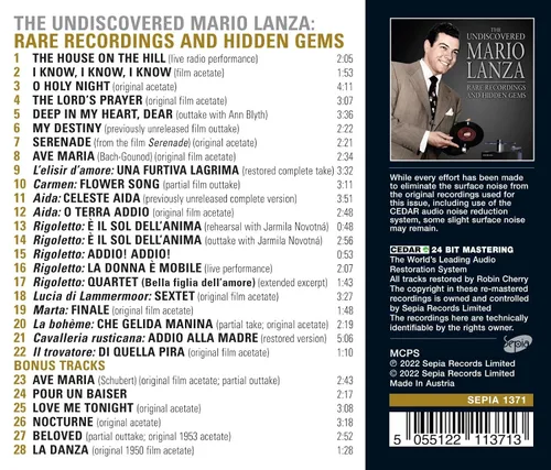 Vista 2 de The Undiscovered Mario Lanza Rare Recordings And Hidden Gems