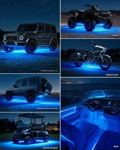 Vista 7 de Keiurot Tira de luces LED para automóvil, 24 pulgadas, conectable, azul, para coches, barcos, carros de golf, camiones, impermeables, 12 V, paquete