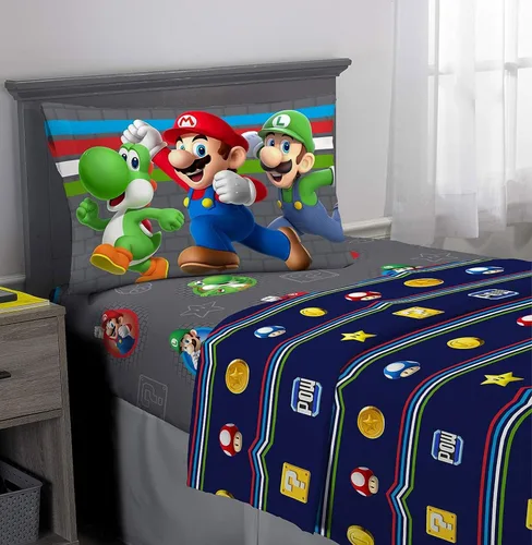 Vista 4 de Super Mario Trifecta Fun - Juego de sábanas de 4 piezas