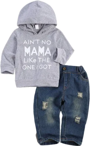 Vista 9 de fhutpw Conjuntos de ropa para bebé niño pequeño con sudaderas con capucha y jeans para otoño e invierno 6 9 12 18 24 meses A-Negro