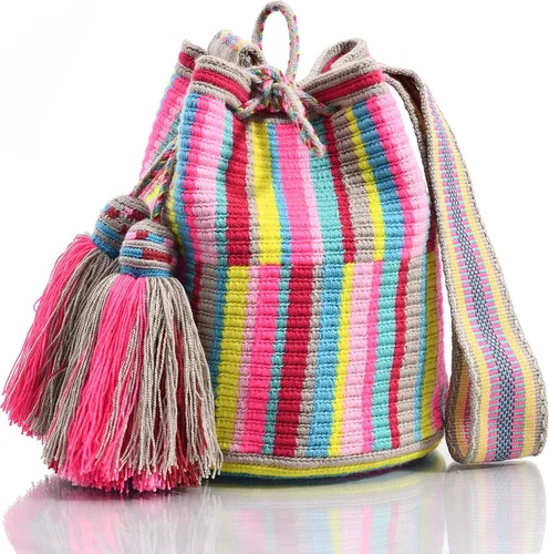 Vista 2 de WYOU Designer Collection, Handwoven Hobo Bucket Bag in Wayuu Crochet
