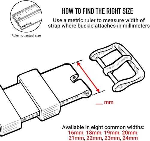 Vista 2 de Hebilla Archer Watch Straps de repuesto, de acero inoxidable con deposición física por vapor, color y acabado a elección, 0.6", 0.7", 0.8", 0.87
