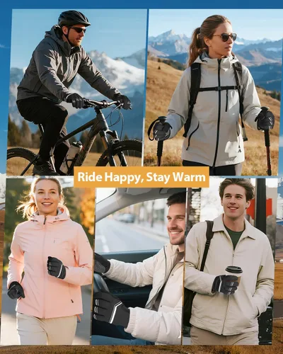 Vista 6 de RIGWARL Guantes de ciclismo de invierno para hombres y mujeres, guantes de ciclismo con pantalla táctil para hombres y mujeres, guantes de ciclismo
