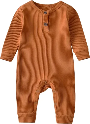 Vista 3 de Conjunto de 2 mamelucos sólidos de manga cortalarga de una pieza para bebé niño y niña