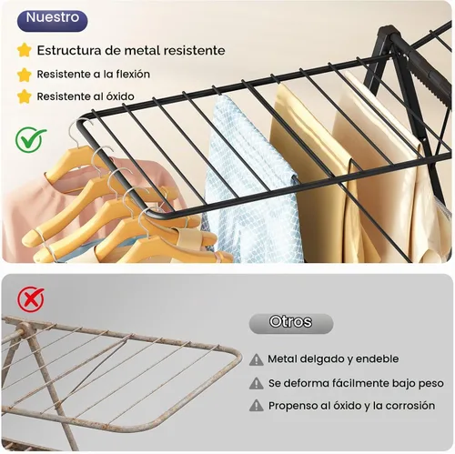 Vista 8 de APEXCHASER Tendedero plegable de ropa, estante de secado de ropa de metal plegable, estante de ropa ultra delgado para suéter, sostén, toalla