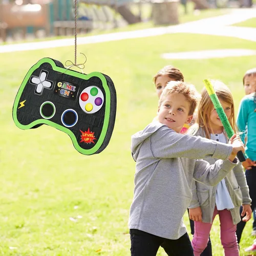 Vista 7 de WERNNSAI - Piñata de controlador de videojuegos, suministros para fiestas, paquete con venda y bate para niños, temática de juegos, fiesta