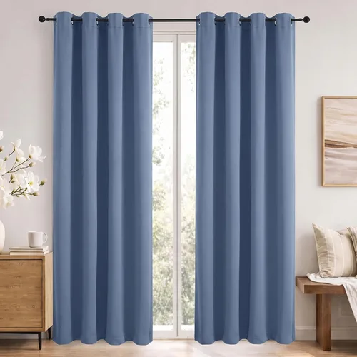 Vista 9 de Simplebrand Cortinas blancas puras de 96 pulgadas de largo para oscurecer la habitación, juego de 2 paneles para dormitorio/sala de estar, bloqueo