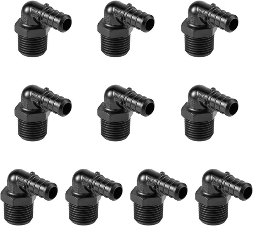 Vista 10 de Paquete de 10 unidades EFIELD Poly PPSU Barb Crimp Pex Fitting 1/2" X3/4" Macho NPT Adaptador, agua potable, (PPSU1807104)