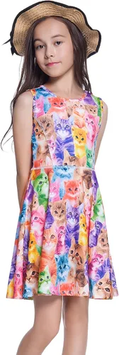 Vista 2 de Jxstar Vestidos sin mangas para niñas, ropa casual de verano para niños pequeños